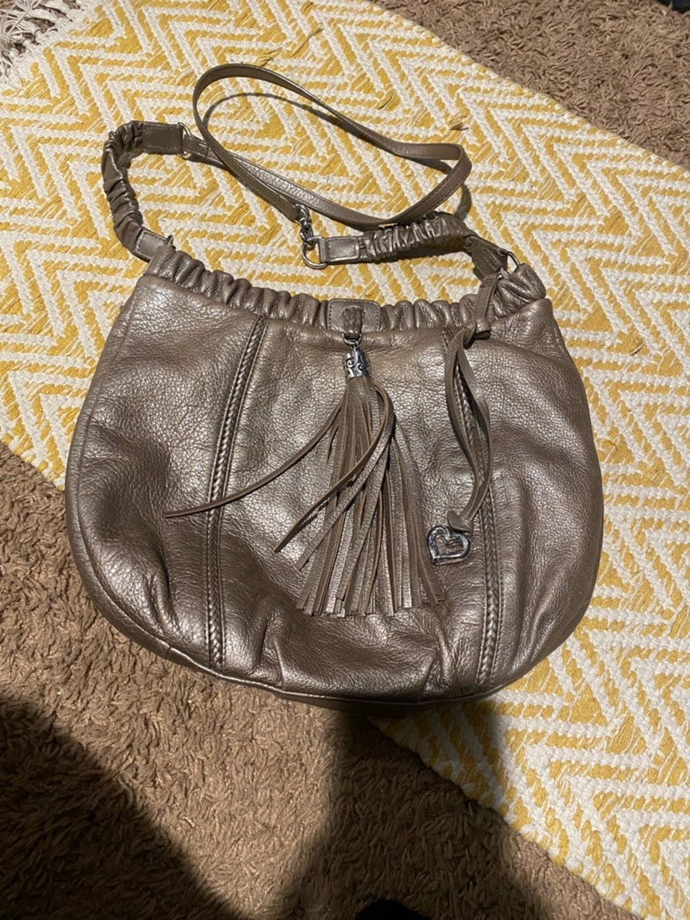 EUC Brighton Metallic Tassel Hobo Bag